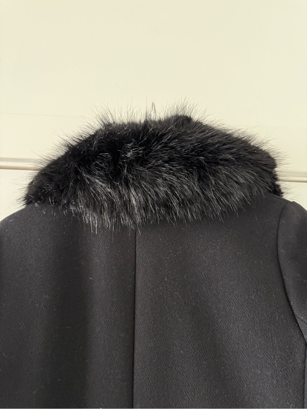 MICHAEL Michael Kors Black Coat with Faux Fur Trim Wool Blend Coat - Picture 5 of 12